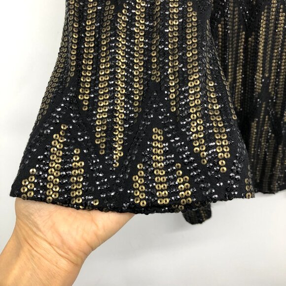 Joe's Jeans Black & Gold Yves Sequin Chevron Long Sleeve Mini Dress size XS - Picture 8 of 16